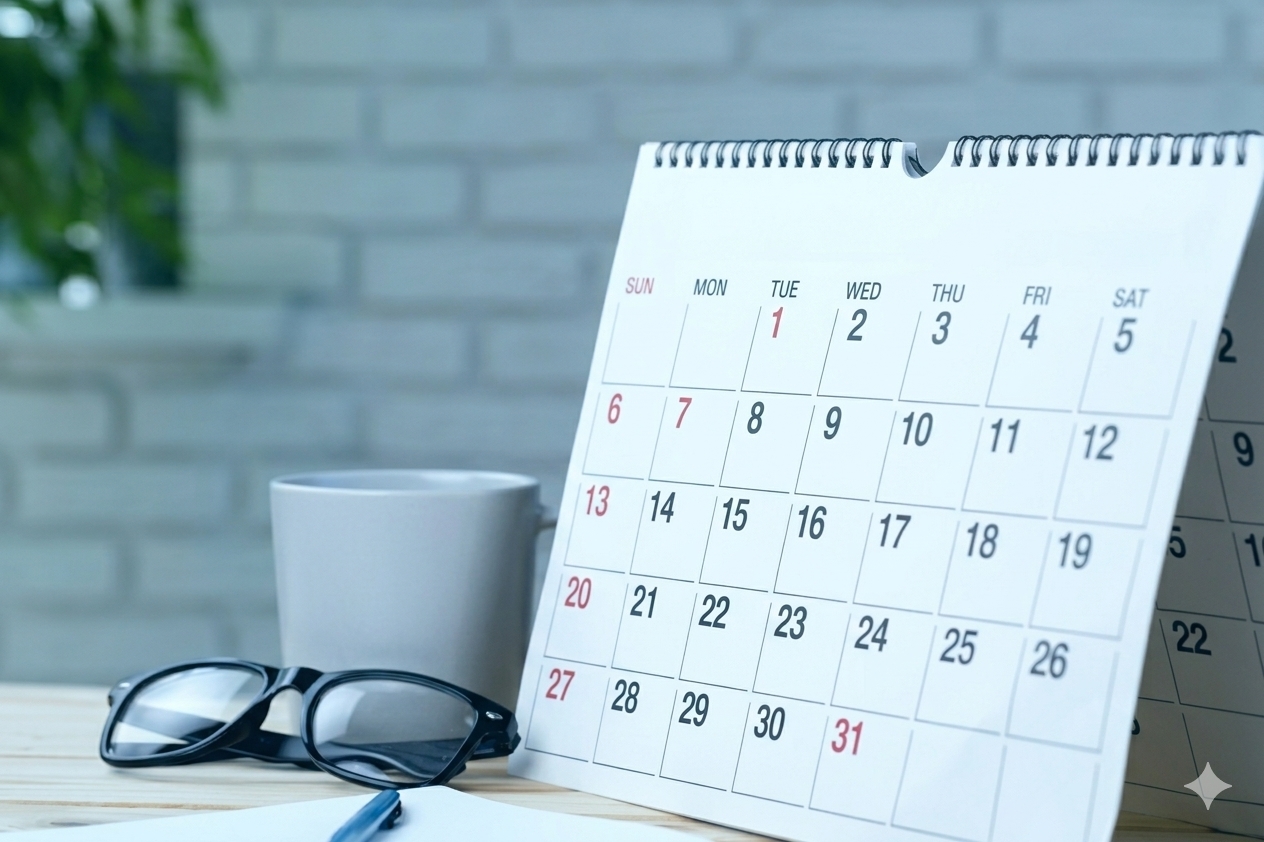 A businessman checking his schedule at his desk